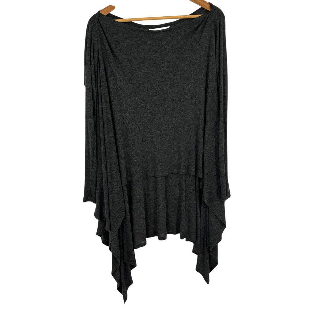 Cabi Gray Drapey Sharkbite Hem Long Sleeve‎ Top Small